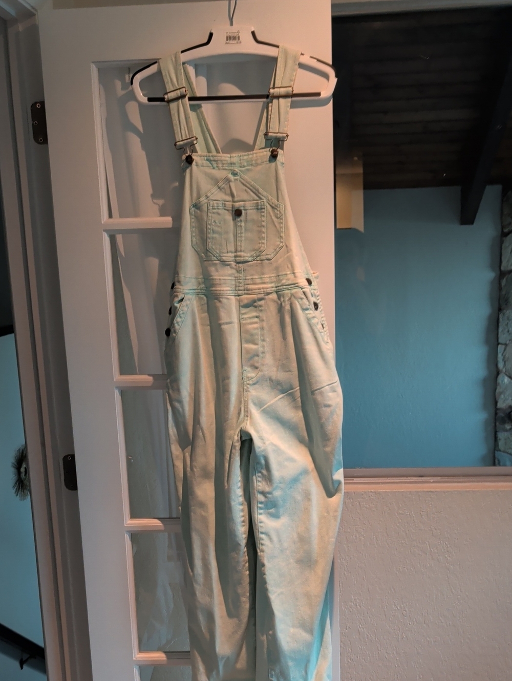 Faherty Light Mint Women’s Denim Overalls
